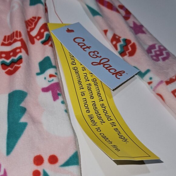 NEW Cat & Jack Christmas Pajama Set 2-Pc Baby Girl 12 Months Pink Festive Icons - Picture 6 of 10